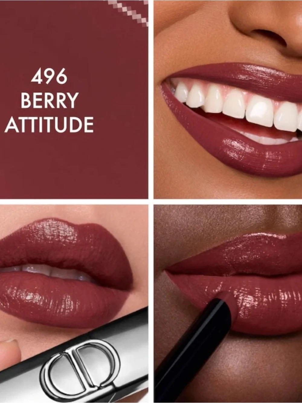 NEW Dior Rouge Dior On Stage Shine Lipstick 496 Berry Attitude 2.2g